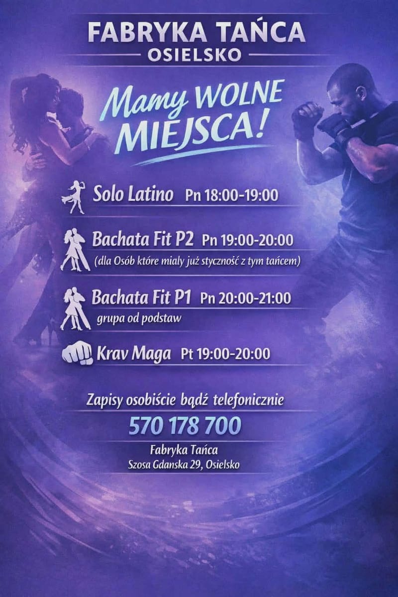 Wolne miejsca na zajęcia dla dzieci i dorosłych!